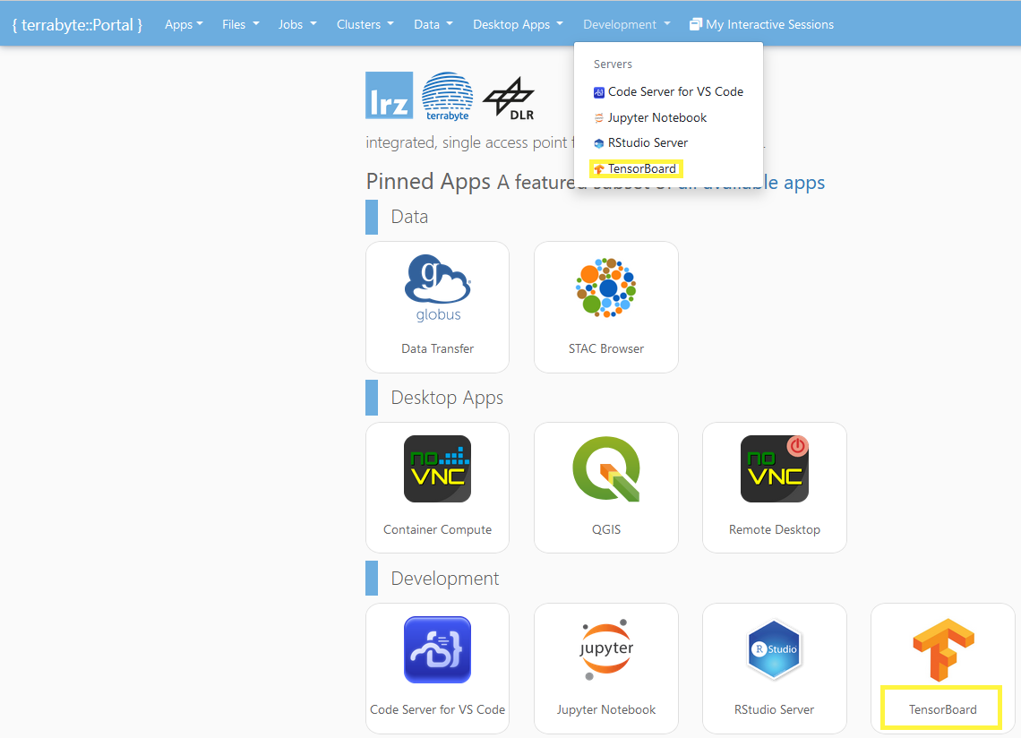 Portal TensorBoard select app