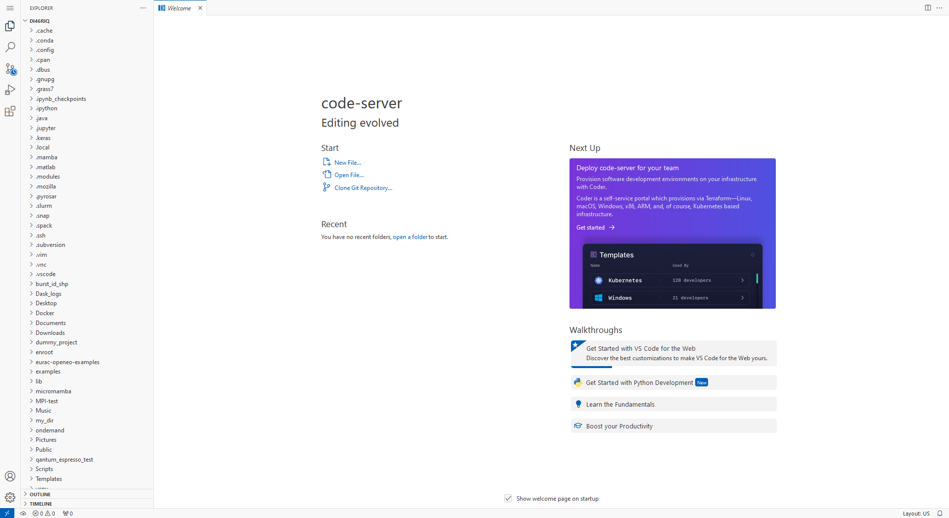 Portal VS Code welcome page