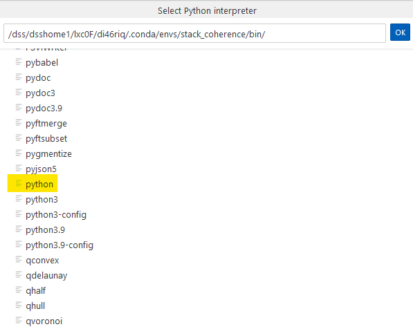 Portal VS Code select interpreter