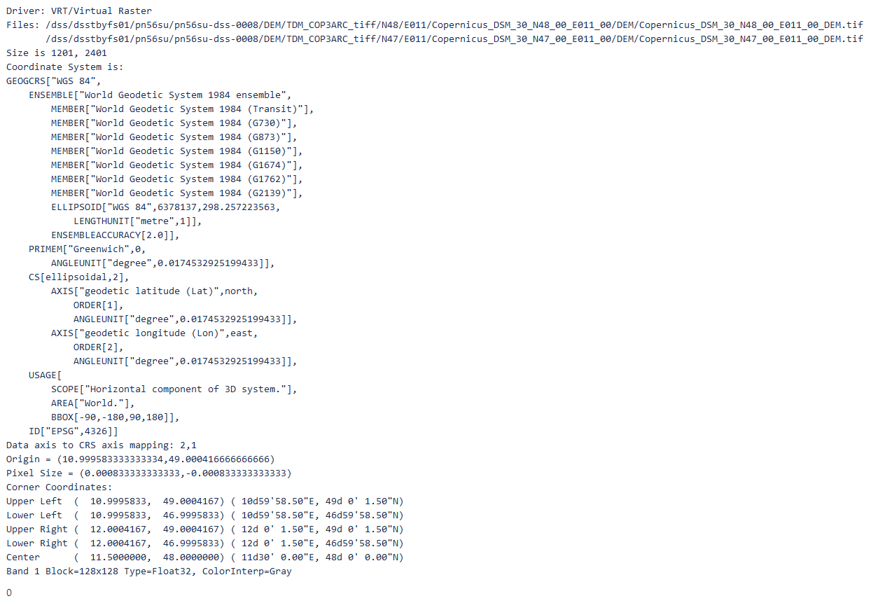 gdalinfo output