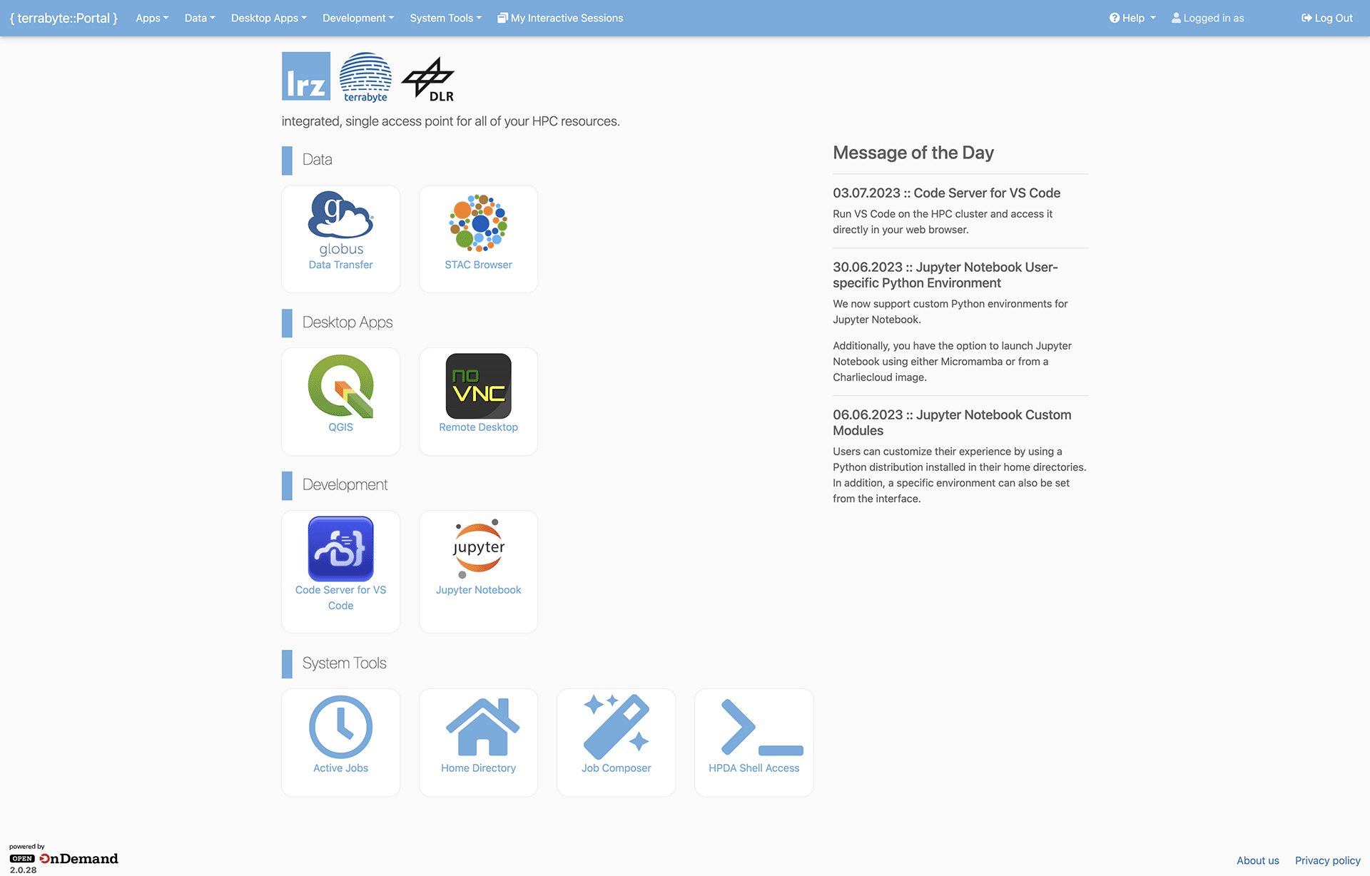 terrabyte portal dashboard